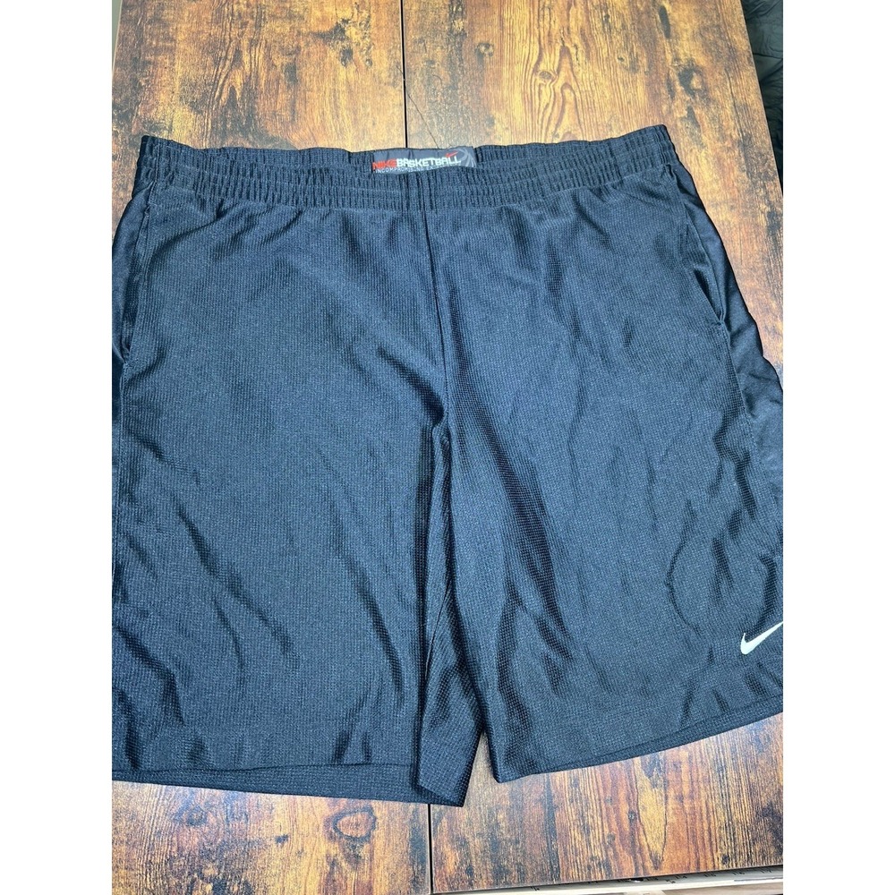 VTG Nike Team Mesh Basketball Shorts Men 2XL Black Embroidered Swoosh Logo